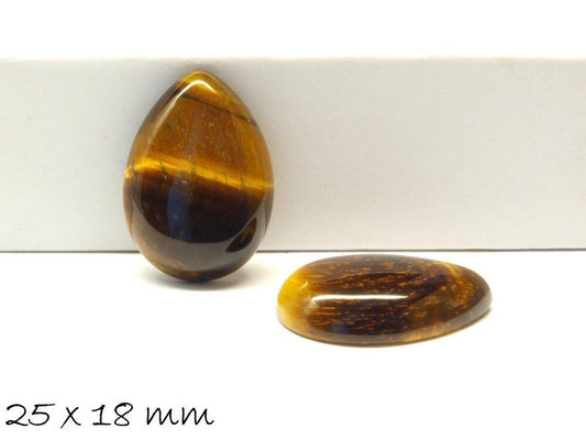 1 Stück Edelstein Tropfen-Cabochon, Tigerauge, 25 x 18 mm