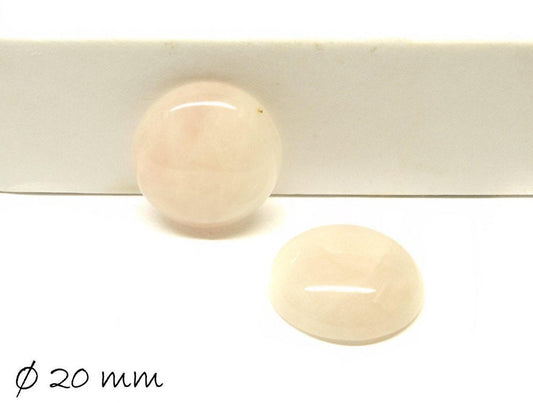 2 Stück Edelstein Cabochons, Rosenquarz, 20 mm