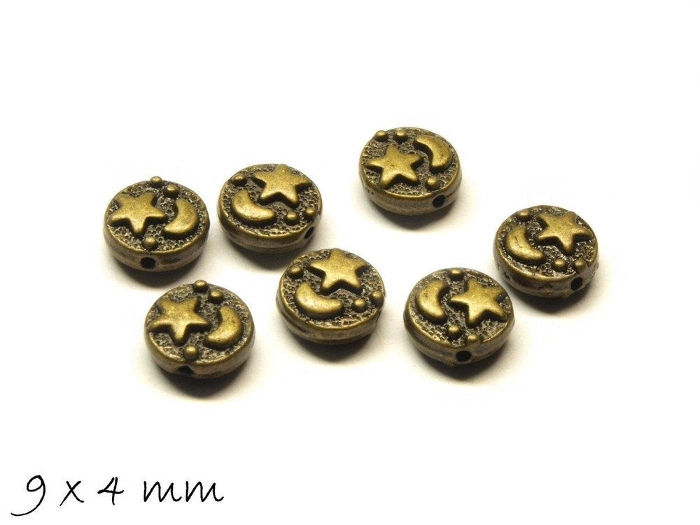 10 Stück Spacer Perlen Rondell 9 x 4 mm bronze