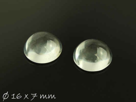 4 Stück Glas Cabochons rund klar 16 mm - hoch