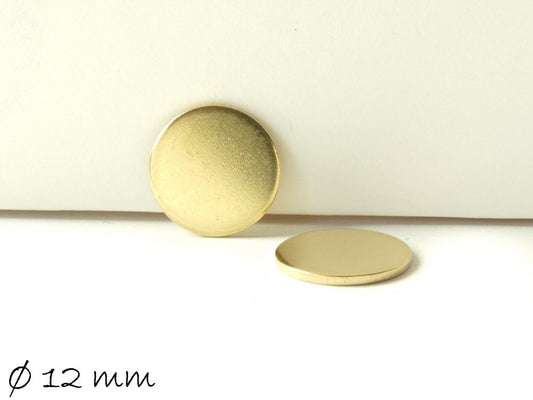 6 Stück runde Messing Stempel Plättchen, gold, Ø 12 mm