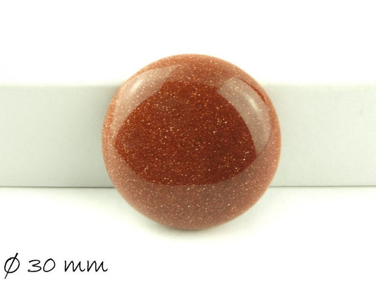 1 Stück Glascabochon, Goldfluss, Ø 30 mm