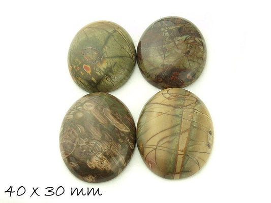1 Stück  Cabochon Jasper 40 x 30 mm, braun-grün