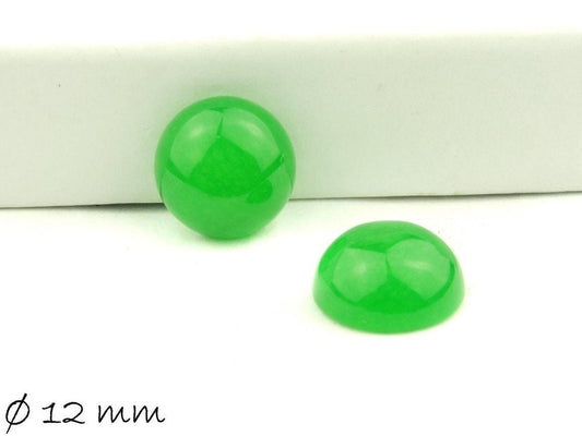 2 Stück Edelstein Cabochons, grüne Jade, 12 mm