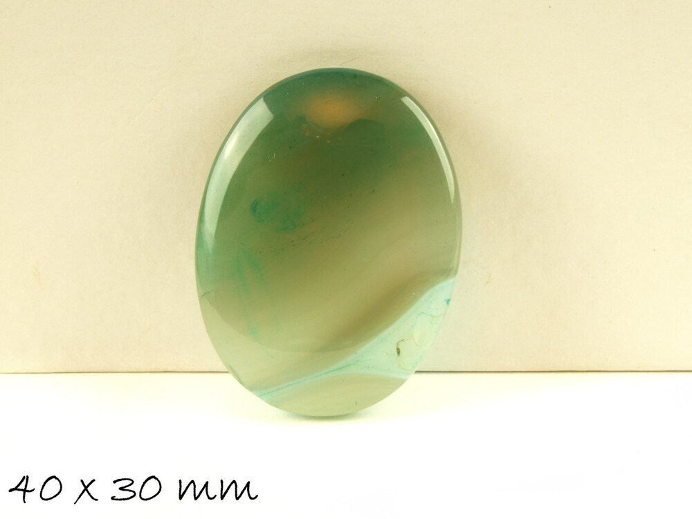 1 Stück Edelstein Cabochon Achat 40 x 30 mm grün, gestreift