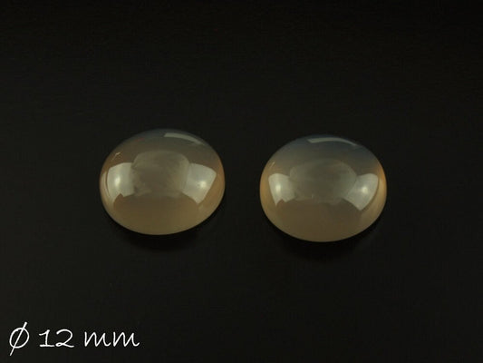 2 Stück Cabochons, grauer Achat, 12 mm