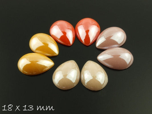 8 Stück tropfenförmige, opake Glas Cabochons 18 x 13 mm, 3