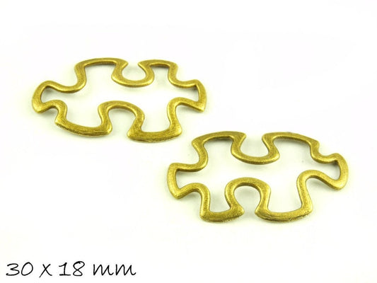 4 Stück Verbinder Puzzle bronze 30 x 18 mm