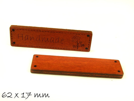 10 Stück Verbinder Holz, Hand Made, 62 x 17 mm