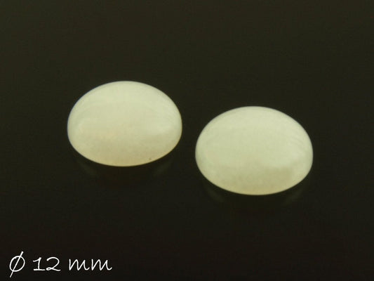 2 Stück Edelstein Cabochons, weiße Jade, 12 mm