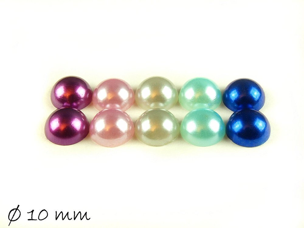 10 Stück runde Acryl Perlmutt Cabochons, 10 mm Mix Set 1