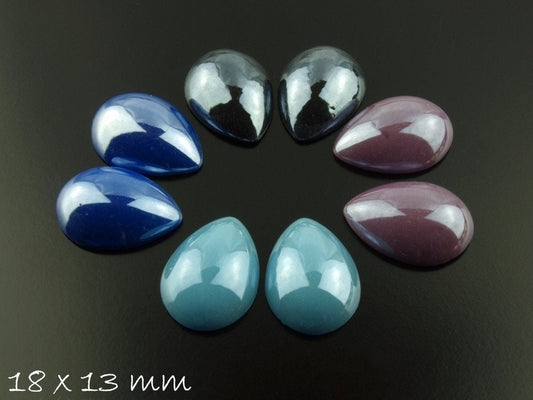 8 Stück tropfenförmige, opake Glas Cabochons 18 x 13 mm, 1