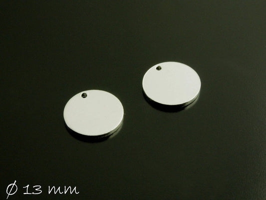 6 Stück runde Aluminium Stempel Plättchen,silber,  Ø 13 mm