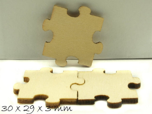 10 Stück Holzperlen, Puzzle 30 x 29 x 3 mm