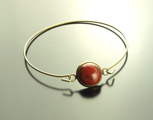 Armreif roter Jaspis Edelstein Armband bronze