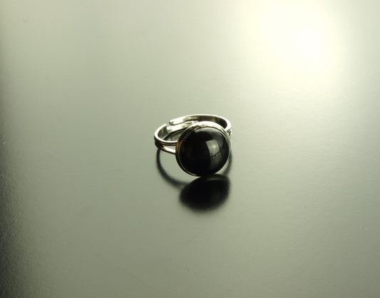 Ring schwarzer Achat Edelstein Cabochon silber