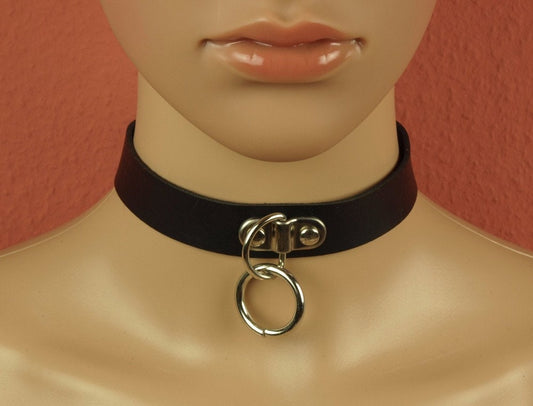Choker Halskette Leder Anhänger Gothic schwarz