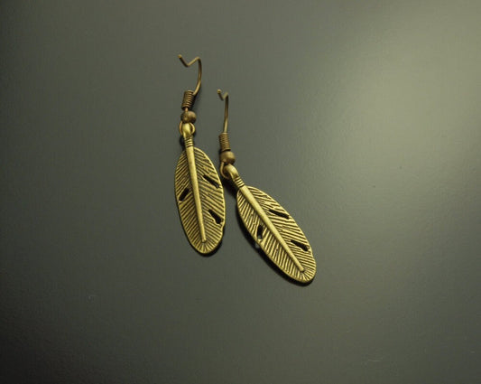 Ohrringe Ohrhänger Federn vintage bronze