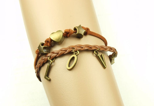 Armreifen bronze braun Herz Love Liebe Armband