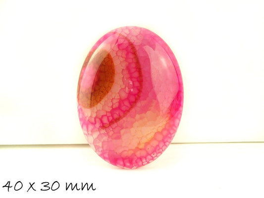1 Edelstein Cabochon Drachenader Achat 40 x 30 mm pink, orange