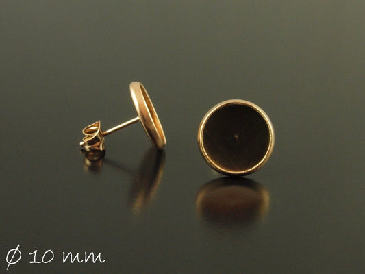 10 Stück Edelstahl Ohrstecker rosegold Rohling Fassung, 10 mm Ohrringe