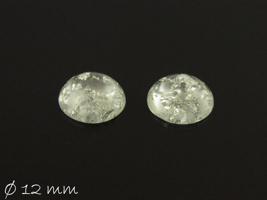 10 Stück runde Resin Cabochons mit Silberfolie, Ø 12 mm