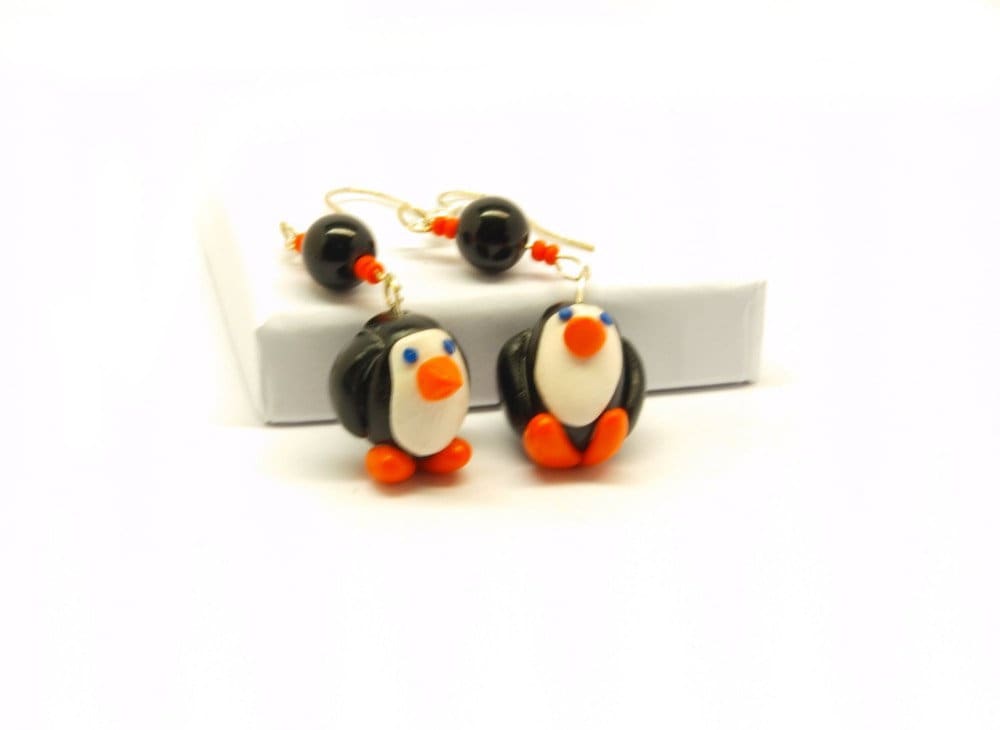 Ohrringe Pinguin Fimo Polymer Clay Ohrhänger