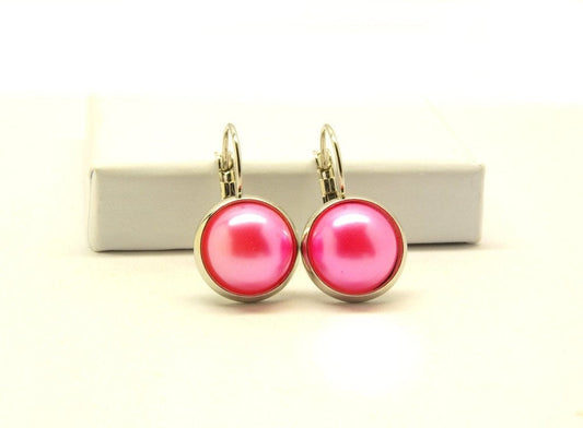 Ohrring Perlmutt Cabochon rosa pink Creole Brisur