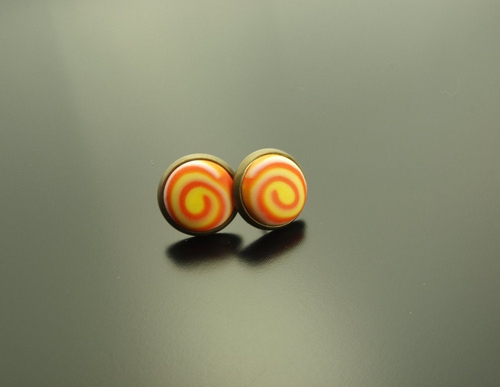 Ohrstecker Fimo Clay Cabochon bronze Ohrstecker