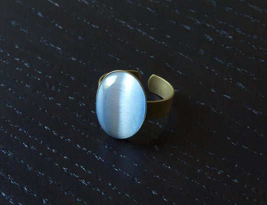 Ring Cateye Cabochon Glas vintage bronze grau