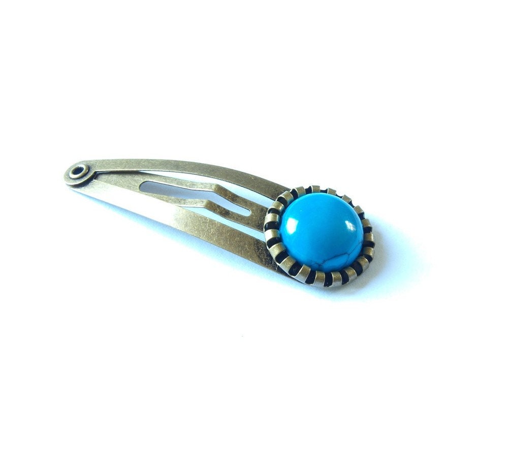 Haarklemme Cabochon Türkis Haarclip Haarspange