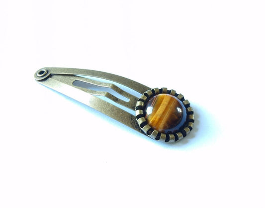 Haarklemme Cabochon Tigerauge Haarclip Haarspange