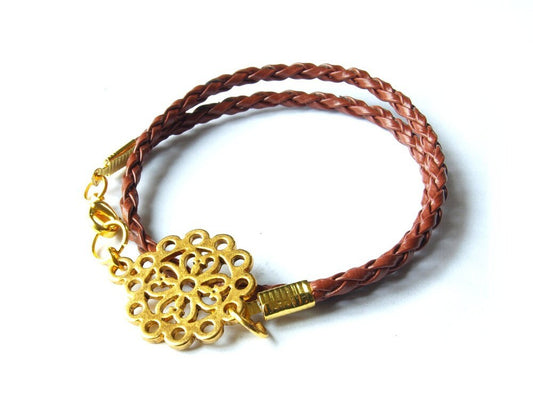 Armband Wickelarmband gold Ornament braun