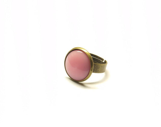 Ring Stein Cabochon vintage bronze Resin Harz rosa