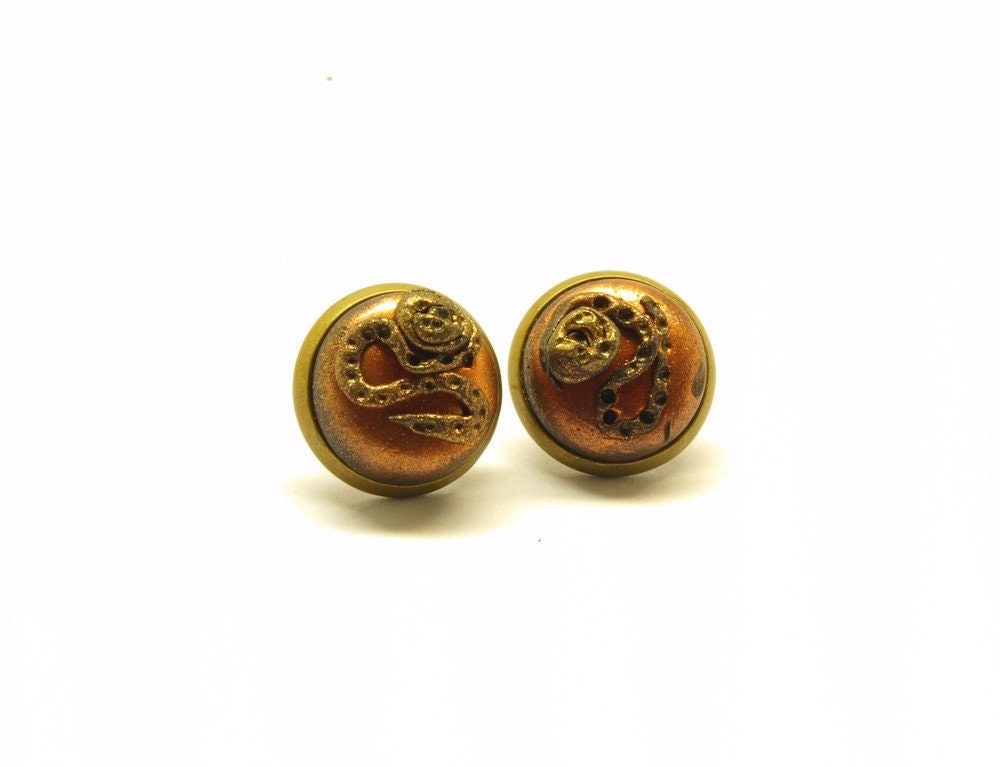 Ohrstecker Fimo Clay Cabochon bronze Ohrstecker