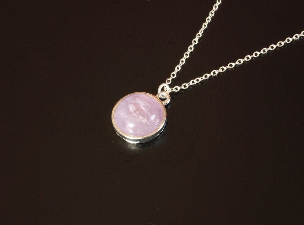 Kette Amethyst rosa Edelstein Cabochon Anhänger