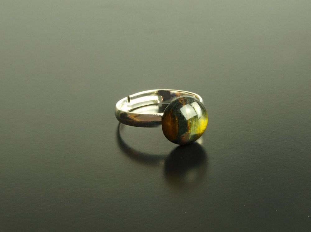 Ring Tigerauge Cabochon silber braun golden