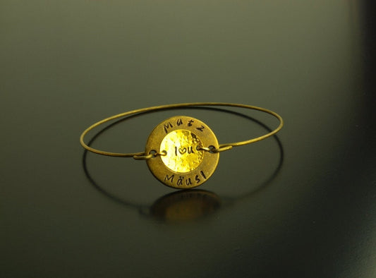 Armreif Name Datum gestempelt bronze gold Armband