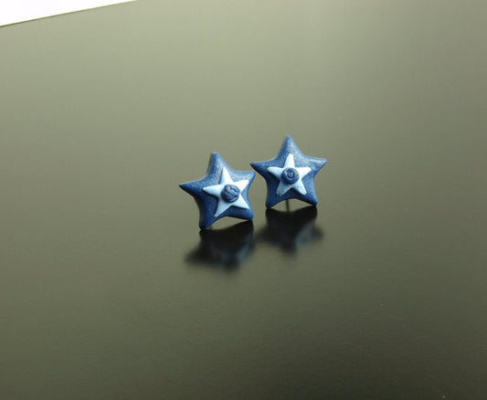 Ohrstecker Stern retro blau hellblau Ohrringe Star