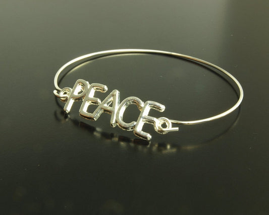 Armreifen Peace Frieden Schrift silbern Armband