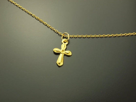 Armreifen Kette Anhänger Kreuz golden Bettelkette