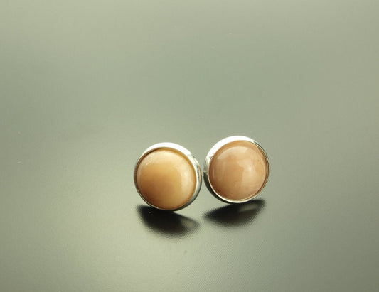 Ohrring Resin Cabochon Ohrstecker creme beige