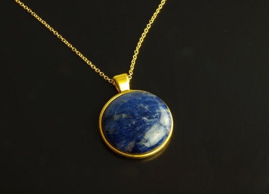 Kette Lapis Lazuli Edelstein Anhänger gold