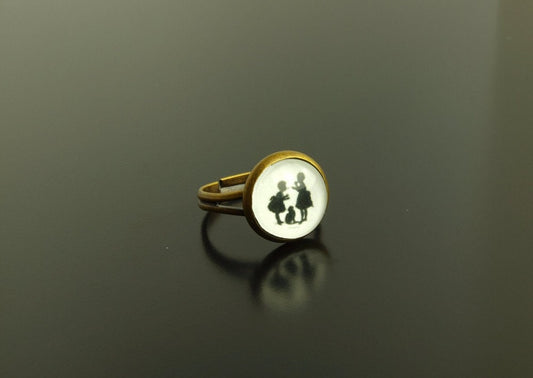 Ring Silhouette Kinder schwarz weiß Glas bronze