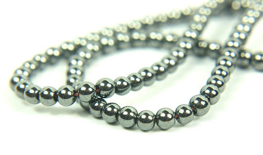20 Stück Hämatit Perlen, schwarz, gebohrt 4 mm