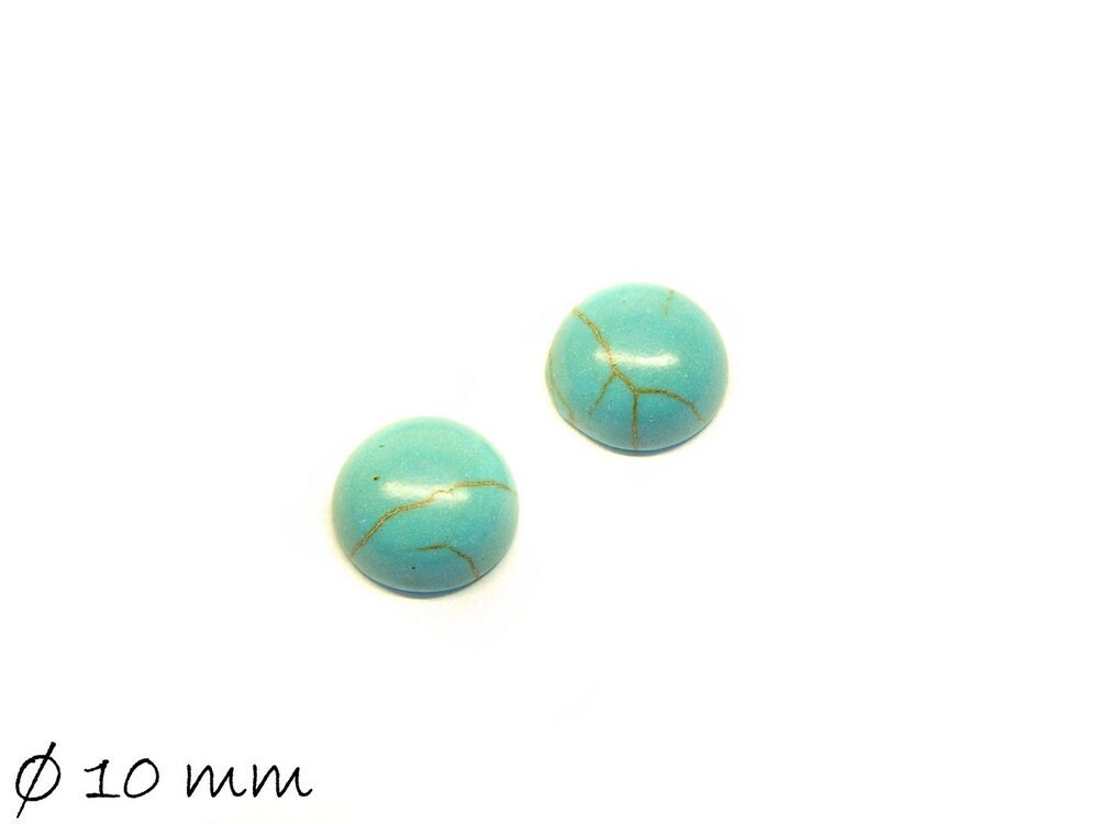 2 Stück Cabochons, Howlith (Türkisimitat), 10 mm