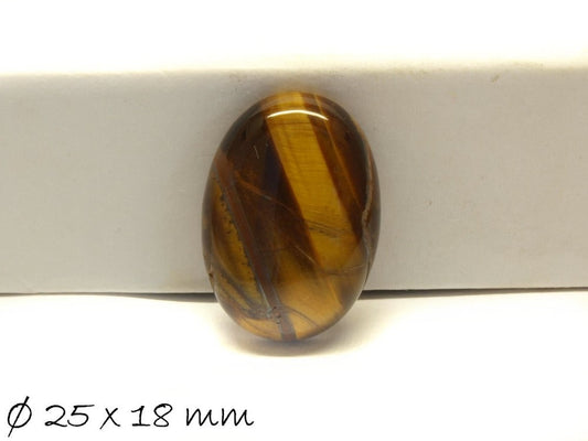 1 Stück ovaler Edelstein Cabochon, Tigerauge, 25 x 18 mm