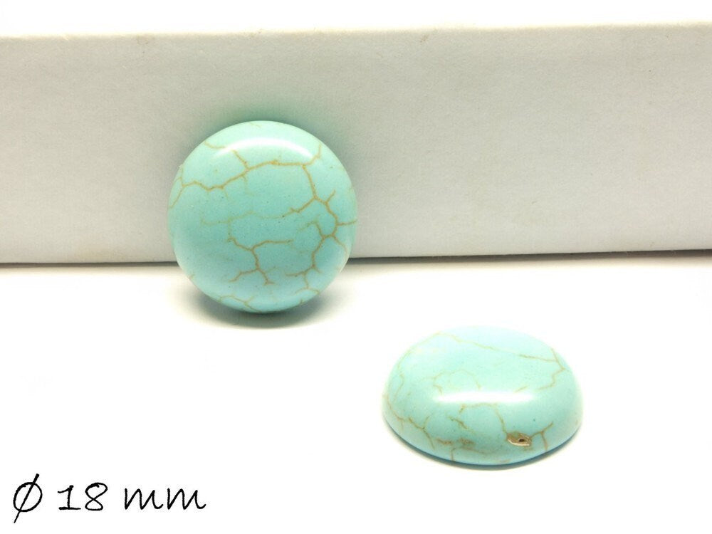 2 Stück Cabochons, Howlith (Türkisimitat), 18 mm