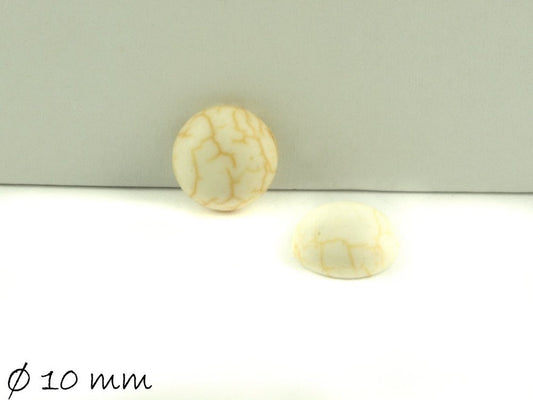 2 Stück Edelstein Cabochons, Howlith, 10 mm
