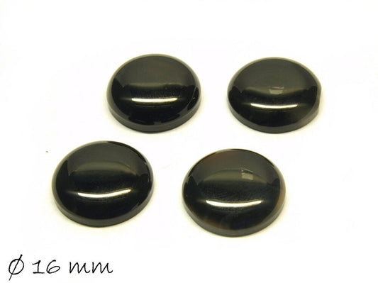 2 Stück Edelstein Cabochons, schwarzer Achat, 16 mm